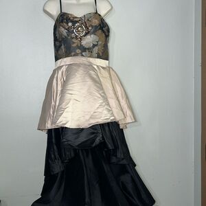 VENUS Black and Cream High Low Dress